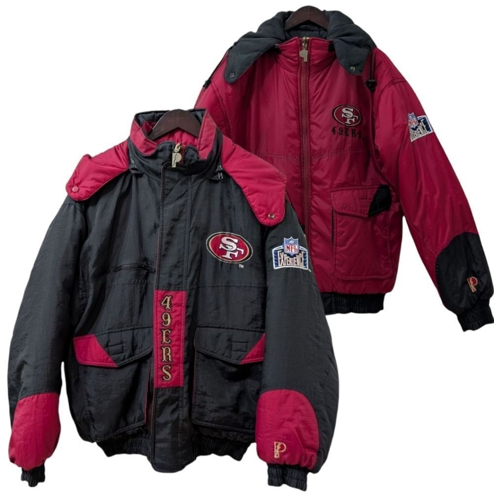 Vintage RARE 90's Pro Player 49ers NFL Reversible Puffer Jacket- GD/L